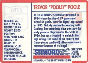 1991 Scanlens Stimorol #108 Trevor Poole Back